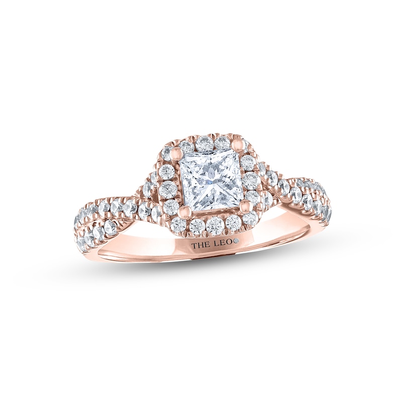 THE LEO Diamond Engagement Ring 1-1/8 ct tw Princess & Round-cut Rose Gold Plated