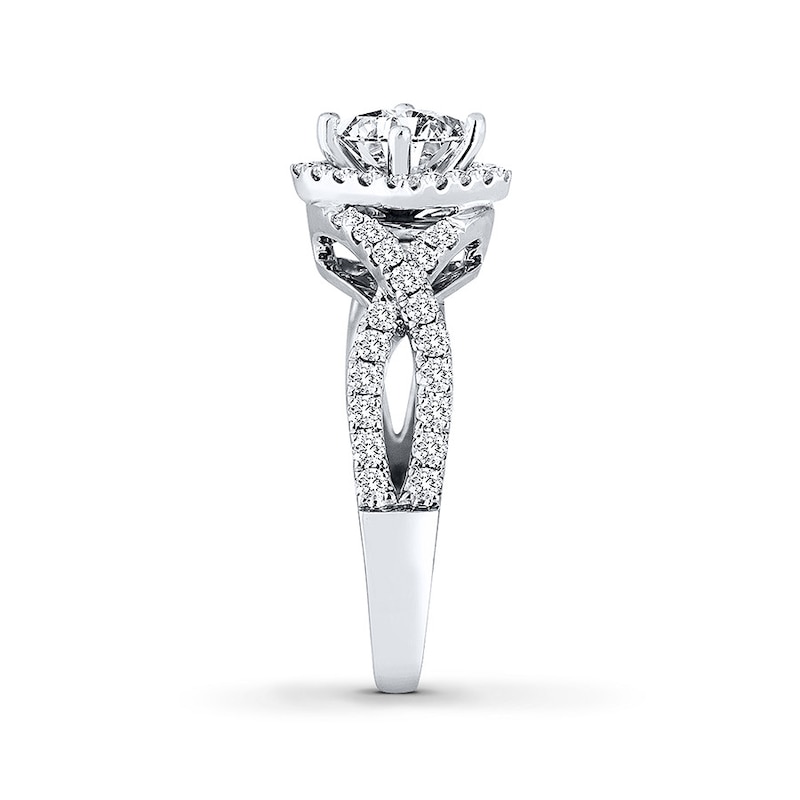 THE LEO Diamond Engagement Ring 1 ct tw Princess & Round-cut White Gold Plated