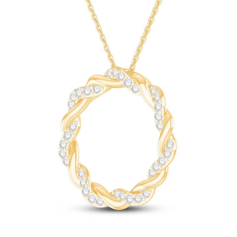 Circle of Gratitude Diamond Necklace 3/8 ct tw Round-cut Yellow Gold Plated 19"
