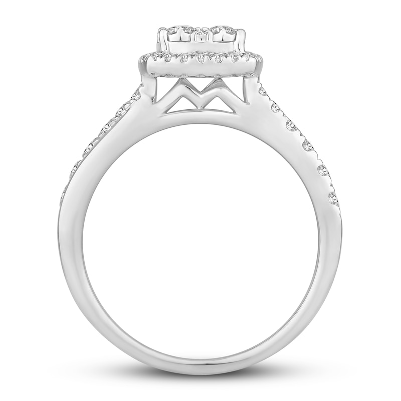 Diamond Engagement Ring 1/2 ct tw Round-cut White Gold Plated