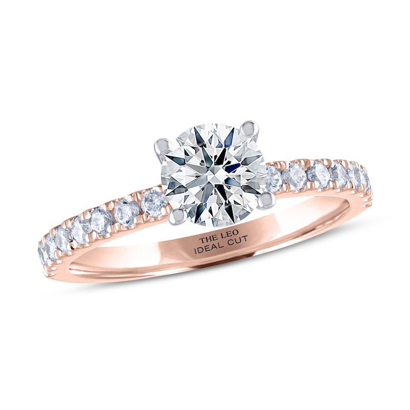 THE LEO Ideal Cut Diamond Engagement Ring 1-1/4 ct tw Rose Gold Plated