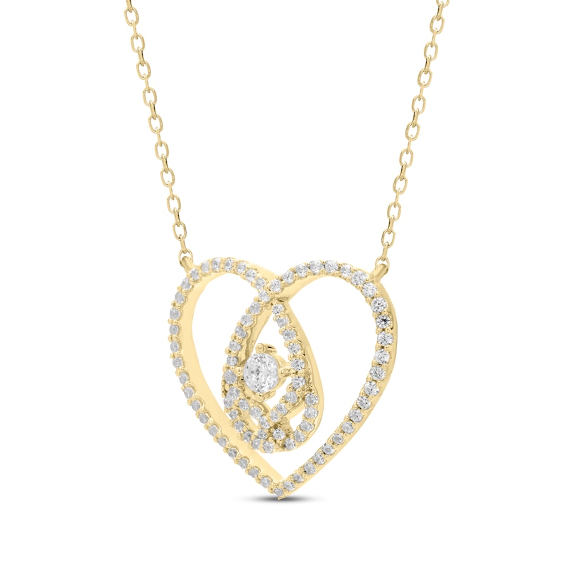 Love Entwined Diamond Heart Necklace 1/2 ct tw Yellow Gold Plated 18"