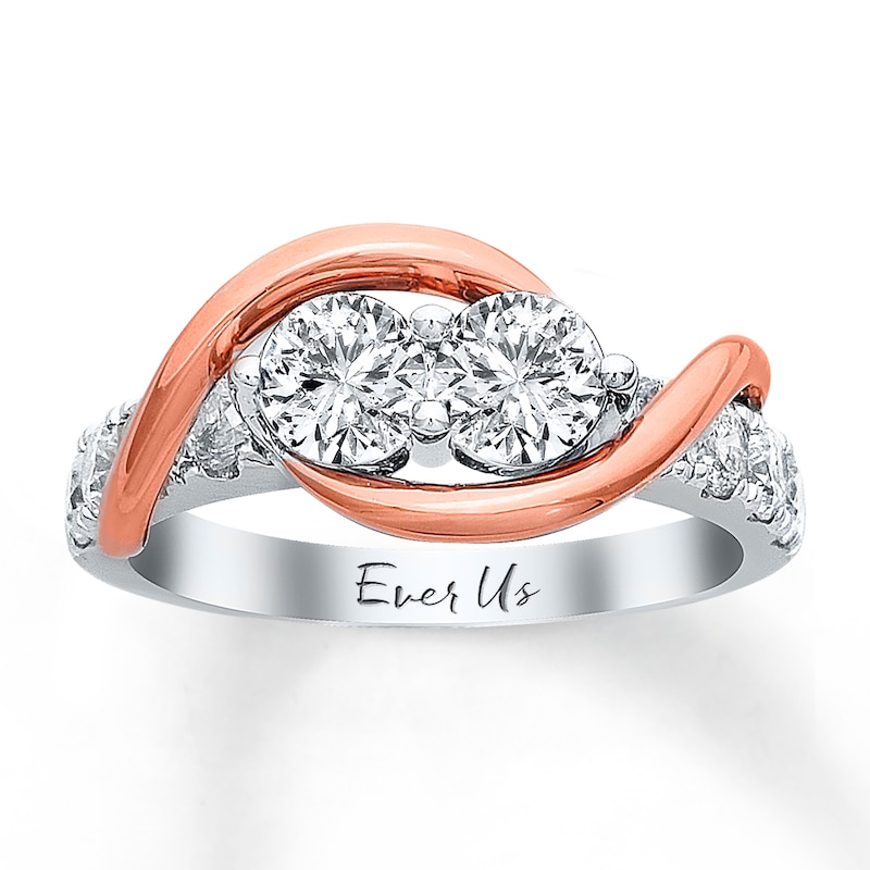 Ever Us Two-Stone Ring 1-1/2 ct tw Round-cut Diamonds Two-Tone Gold Plated
