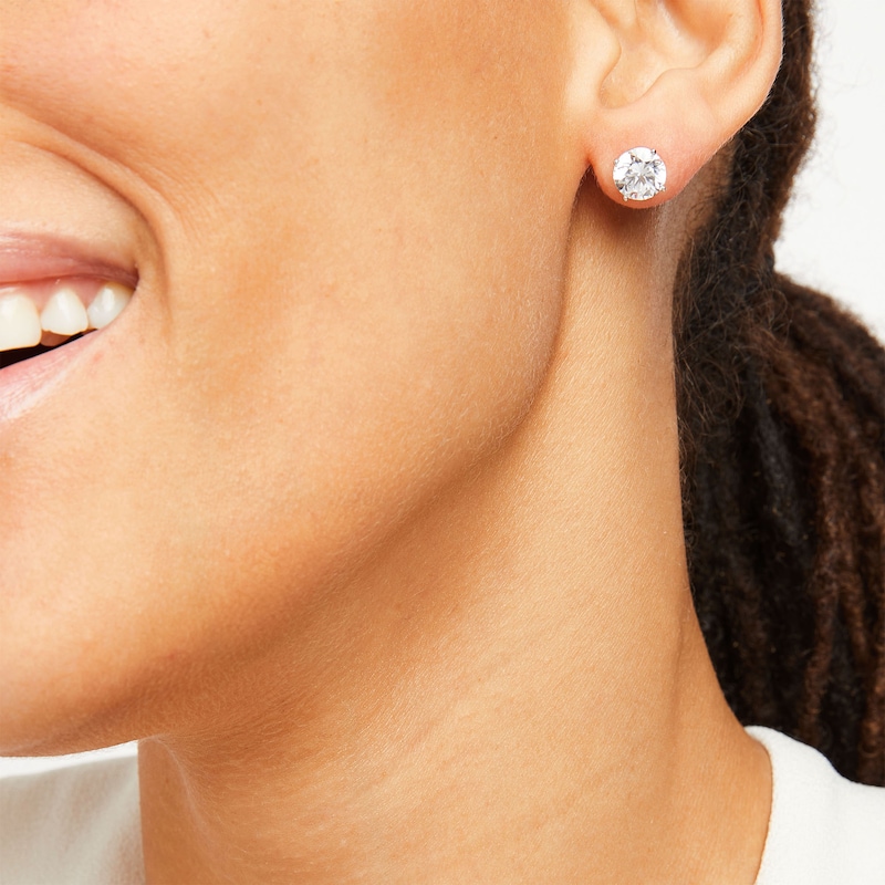 Lab-Created Diamonds by Solitaire Stud Earrings 4 ct tw White Gold Plated