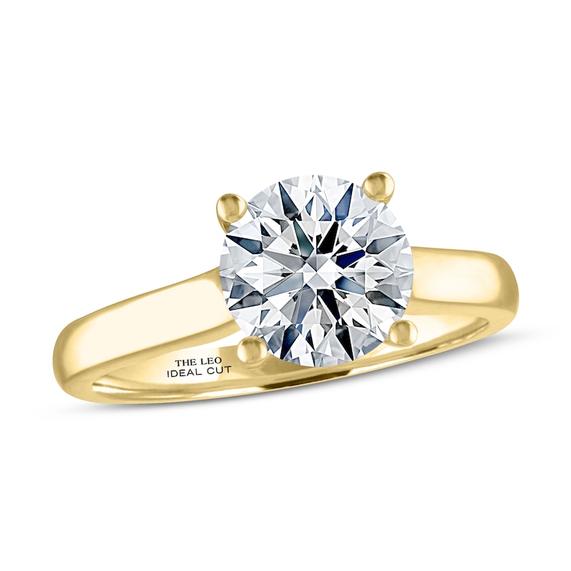 THE LEO Ideal Cut Diamond Solitaire Engagement Ring 2 ct tw Yellow Gold Plated