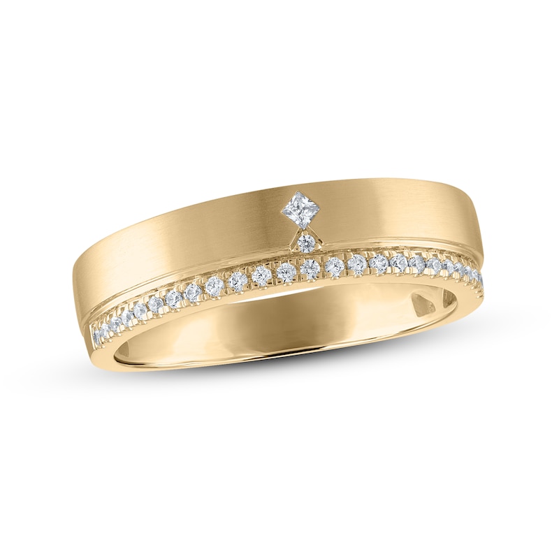 Gender Neutral Diamond Band 1/6 ct tw Princess/Round-Cut Yellow Gold Plated
