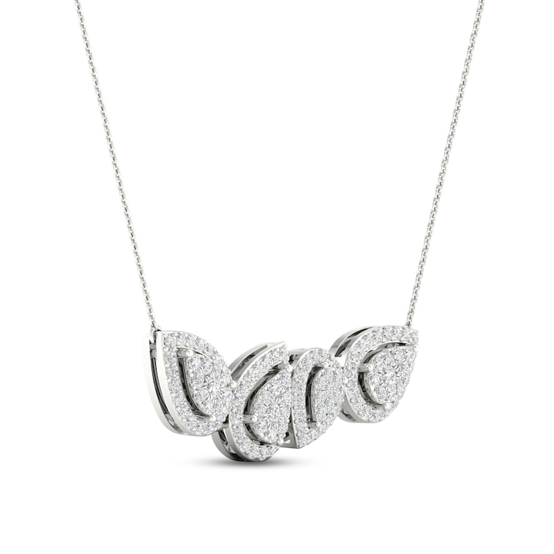 Diamond Alternating Teardrop Necklace 1/2 ct tw Round-cut White Gold Plated 18"