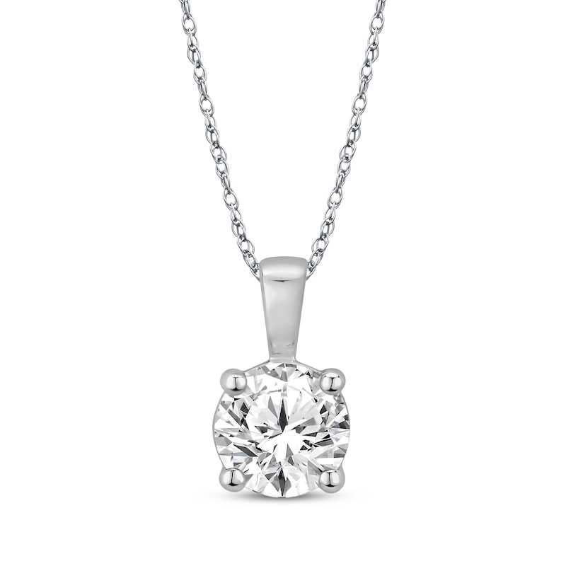 Diamond Solitaire Necklace 1 ct tw Round-cut White Gold Plated 18"