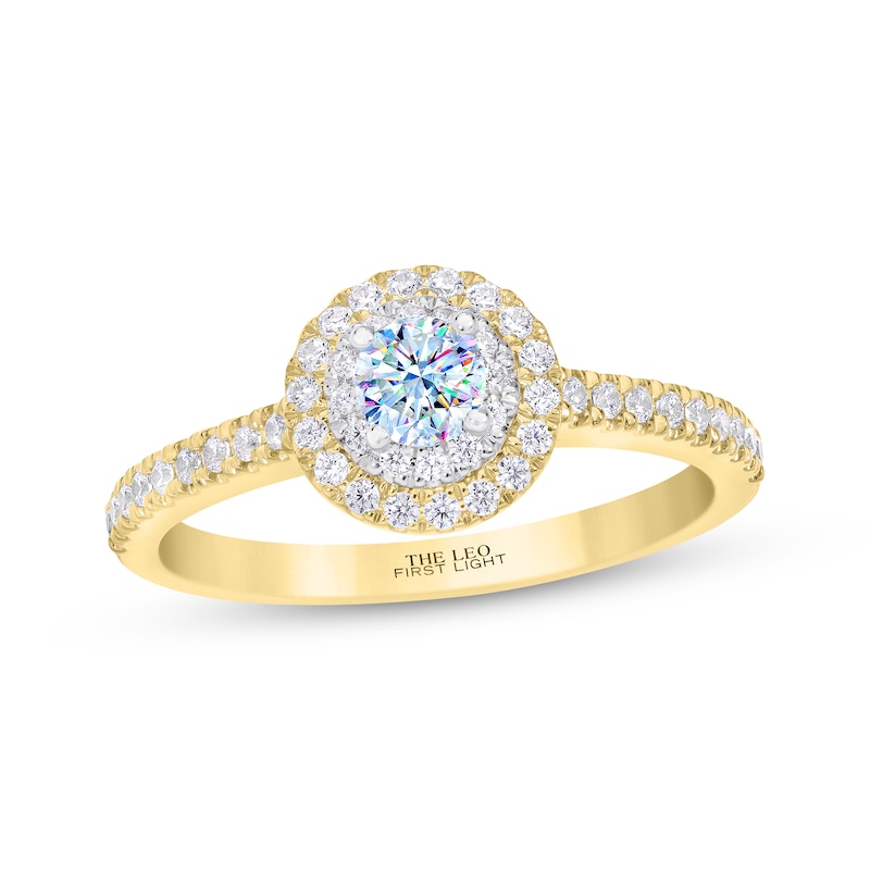 THE LEO First Light Diamond Round-Cut Engagement Ring 1/2 ct tw Two-Tone Gold Plated