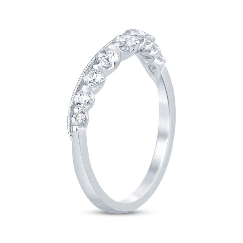 Diamond Contour Anniversary Band 1/2 ct tw Round-cut White Gold Plated