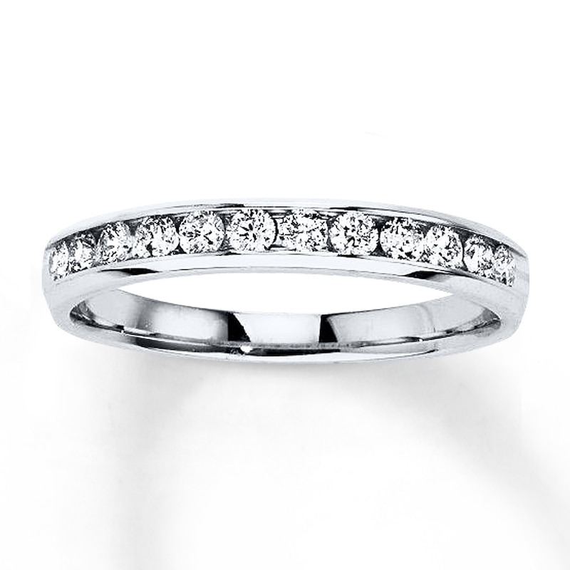 Diamond Anniversary Ring 3/8 ct tw Round-cut White Gold Plated
