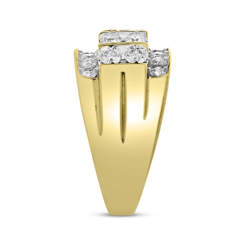 Men's Diamond Ring 2 ct tw Round-cut Yellow Gold Plated