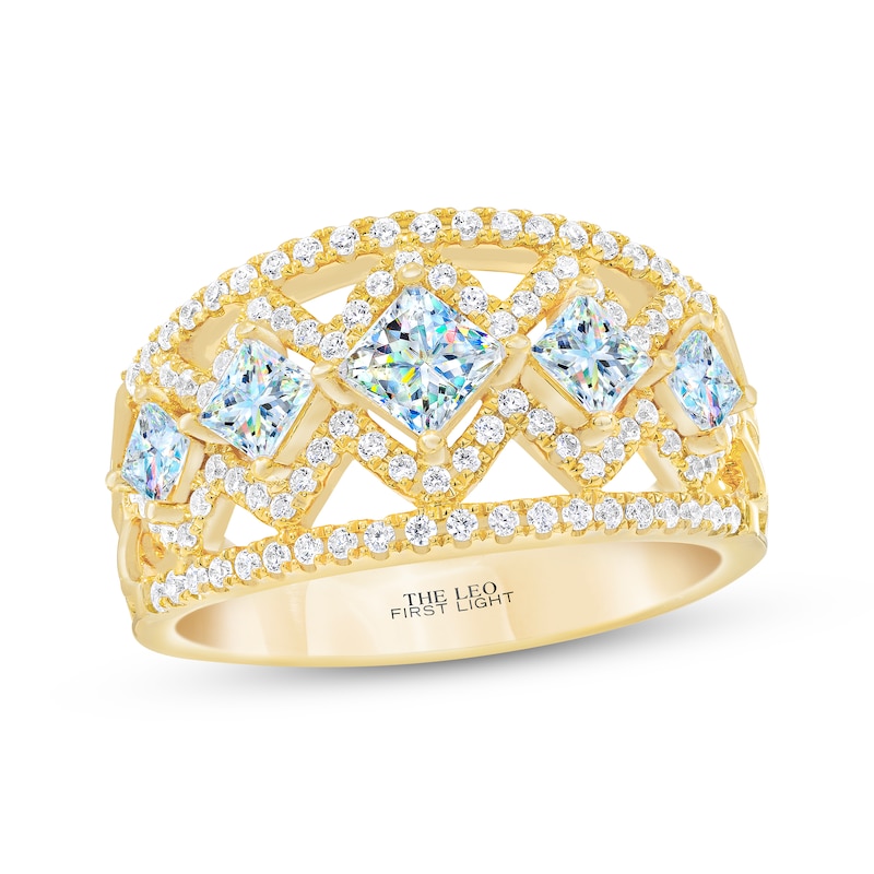 THE LEO First Light Diamond Princess-Cut Anniversary Band 1-1/2 ct tw Yellow Gold Plated