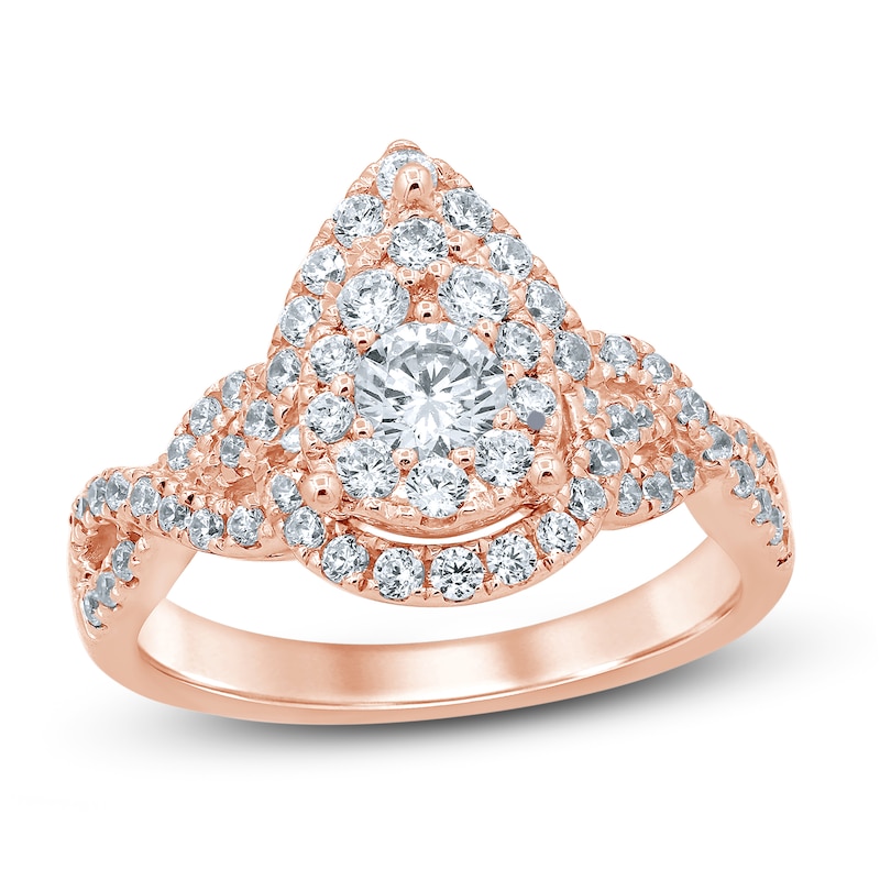 Diamond Engagement Ring 1 ct tw Round-Cut Rose Gold Plated