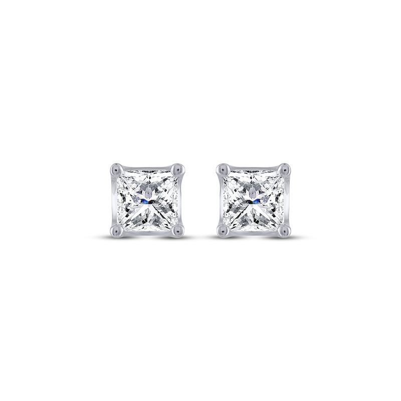 THE LEO Legacy Lab-Created Diamond Princess-Cut Solitaire Stud Earrings 1-1/2 ct tw White Gold Plated