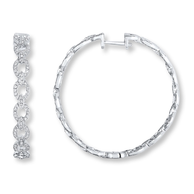 Diamond Hoop Earrings 1 ct tw Round-cut Silver Plated
