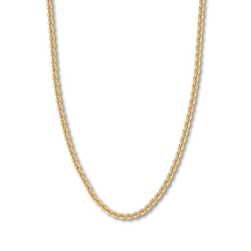 Hollow Rope Chain Yellow Gold Plated 24"