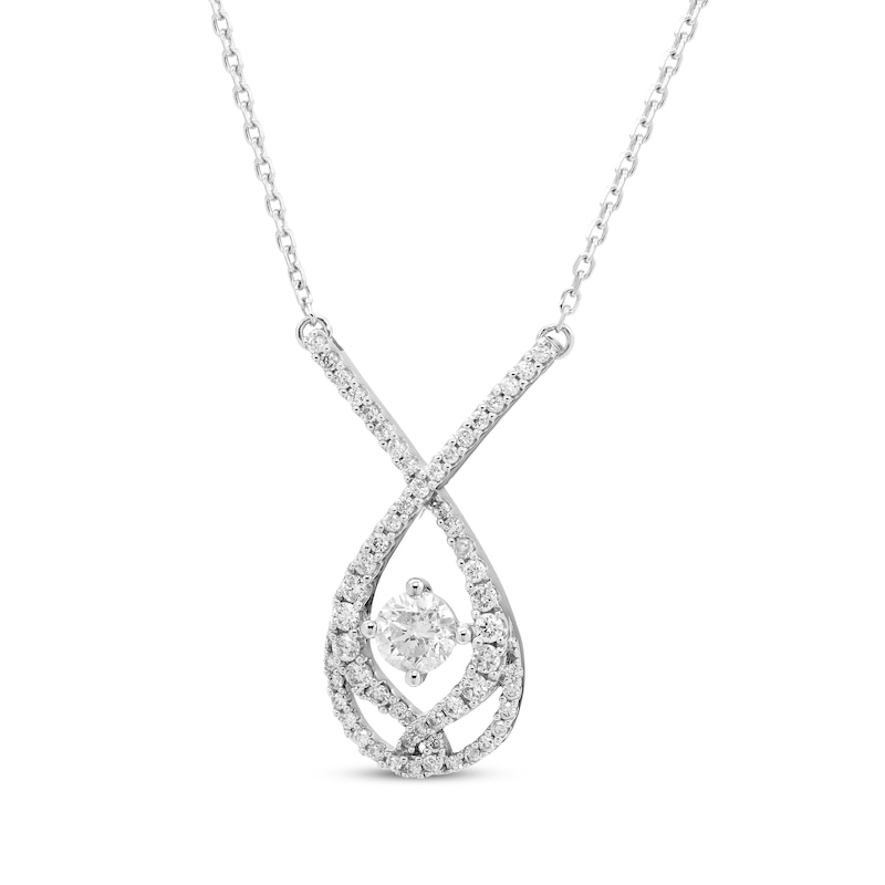 Love Entwined Diamond Necklace 1/2 ct tw Round-cut White Gold Plated 18