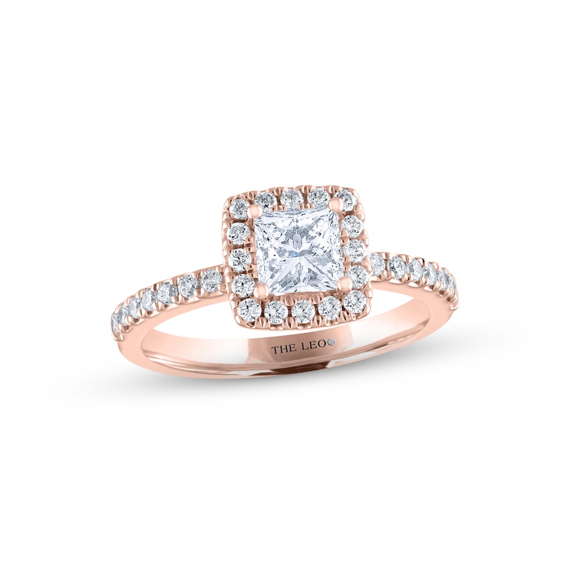 THE LEO Diamond Engagement Ring 1 ct tw Princess & Round-cut Rose Gold Plated