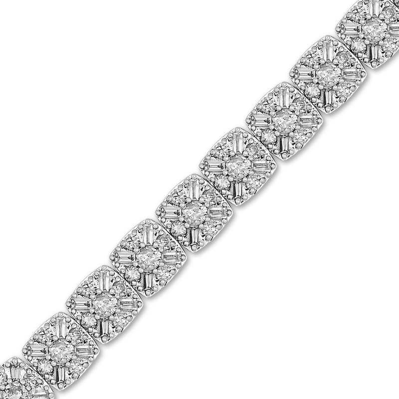 Baguette & Round-Cut Diamond Line Bracelet 4 ct tw White Gold Plated 7.25”