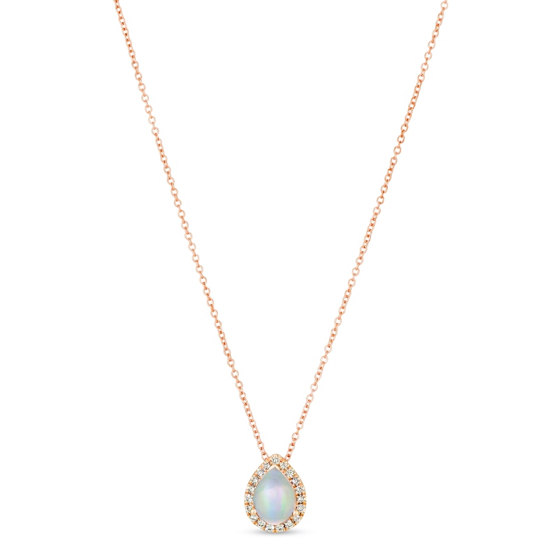 Le Vian Opal & Diamond Necklace 1/8 ct tw Strawberry Gold Plated 18"