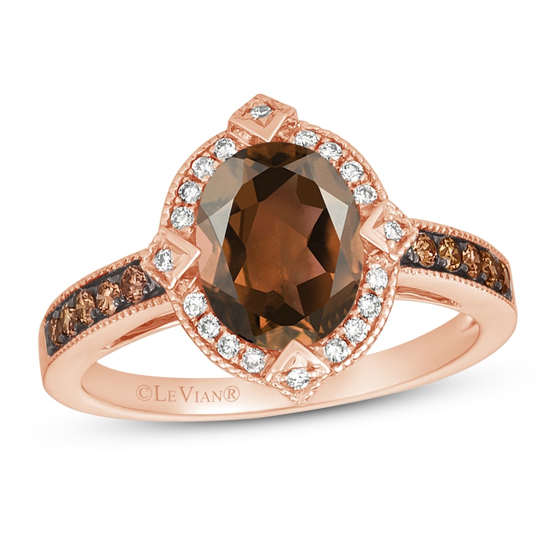 Le Vian Quartz Ring 1/4 ct tw Diamonds Strawberry Gold Plated