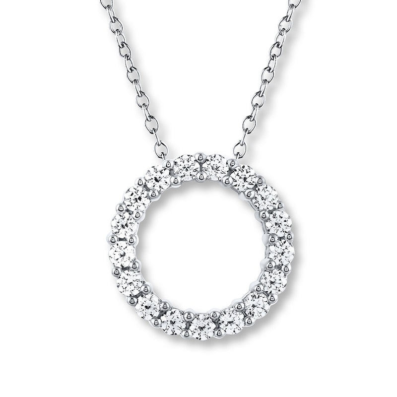 THE LEO Diamond Circle Necklace 1 ct tw Round-cut White Gold Plated 19"