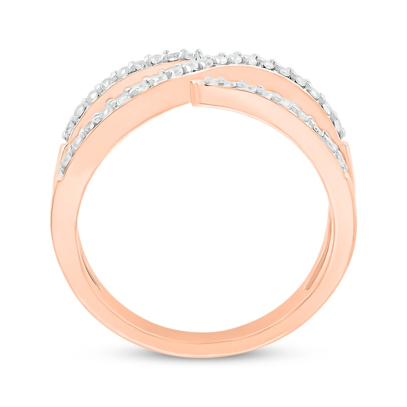 Diamond Deconstructed Bypass Ring 1/4 ct tw Rose Gold Plated