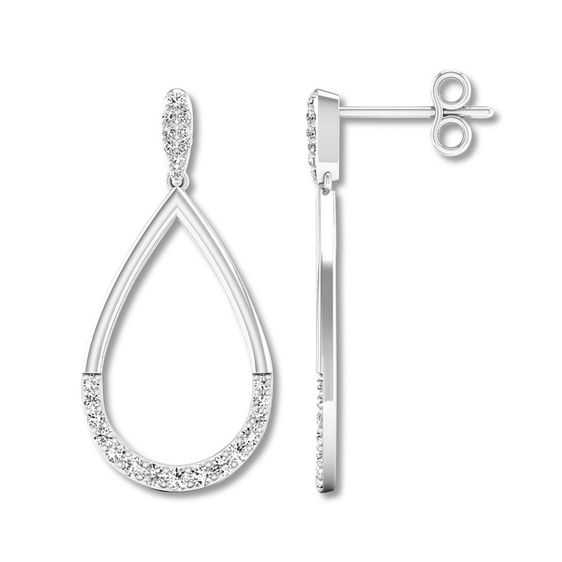 Diamond Teardrop Earrings 1/2 ct tw Round-cut White Gold Plated