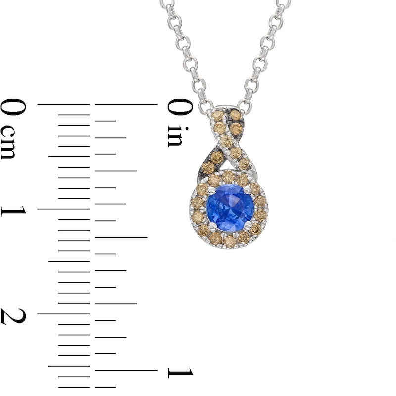 Le Vian Chocolate Twist Sapphire Necklace 1/6 ct tw Diamonds Vanilla Gold Plated 19"