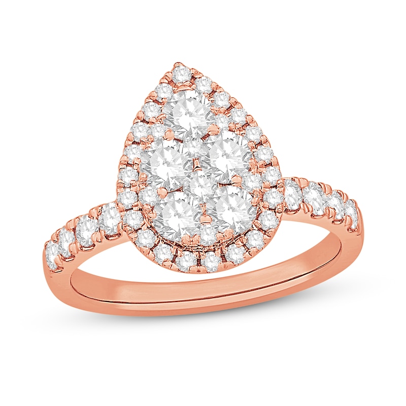 Diamond Engagement Ring 1-3/8 ct tw Round-cut Rose Gold Plated