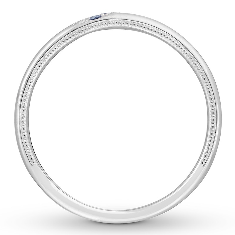 Neil Lane Men's Natural Sapphire Wedding Band White Gold Plated