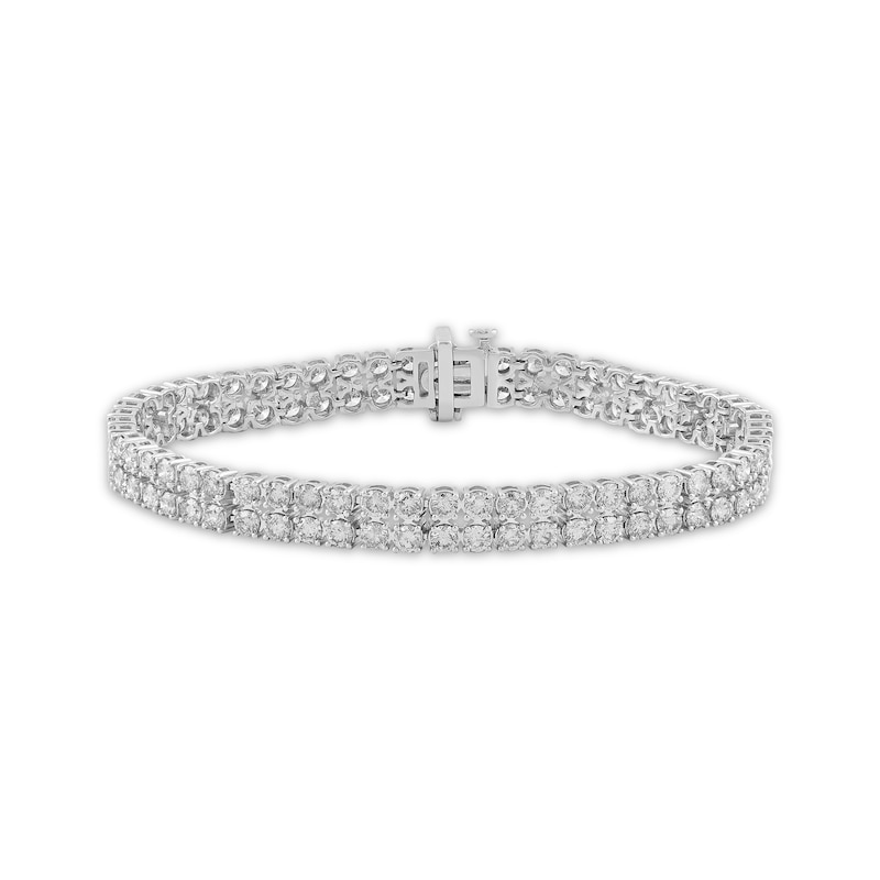 Diamond Double-Row Tennis Bracelet 10 ct tw White Gold Plated 7.25”