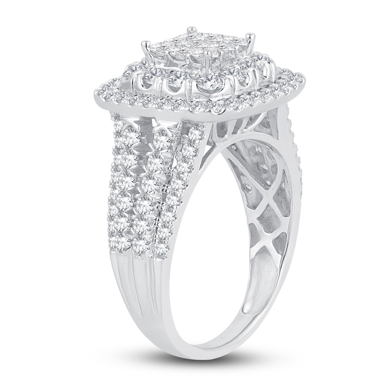 Diamond Engagement Ring 1-7/8 ct tw Princess & Round-Cut White Gold Plated