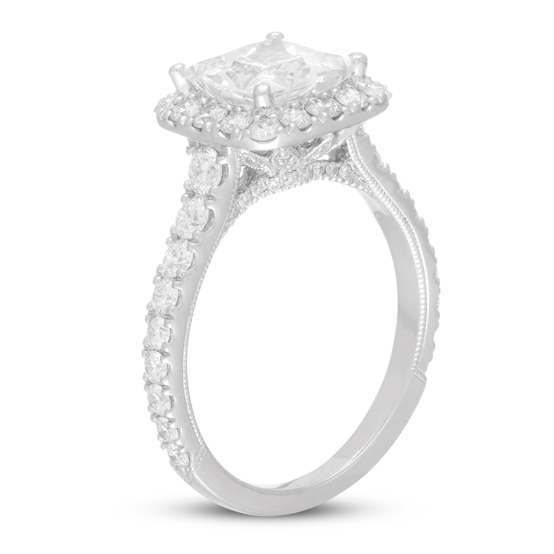 Neil Lane Diamond Engagement Ring 3 ct tw Princess/Round White Gold Plated