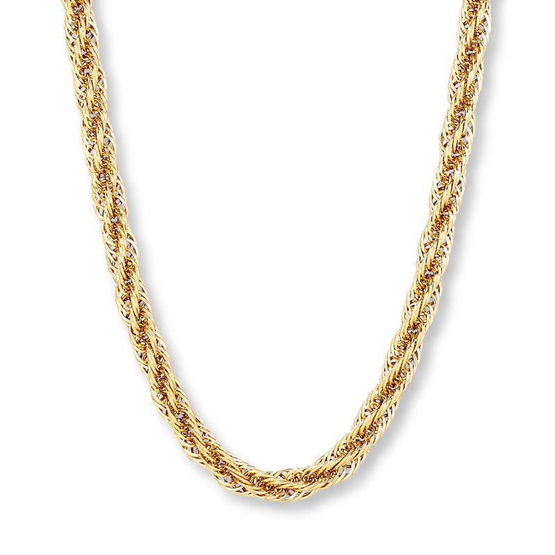 Twisted Hollow Link Chain Necklace Yellow Gold Plated 20"