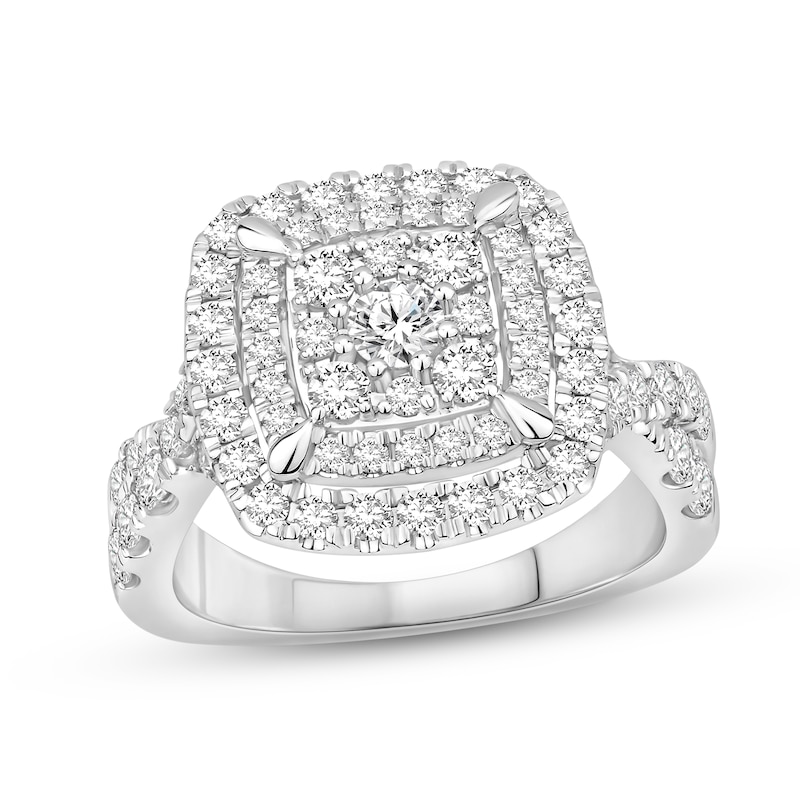 Diamond Engagement Ring 1-1/2 ct tw Round-cut White Gold Plated