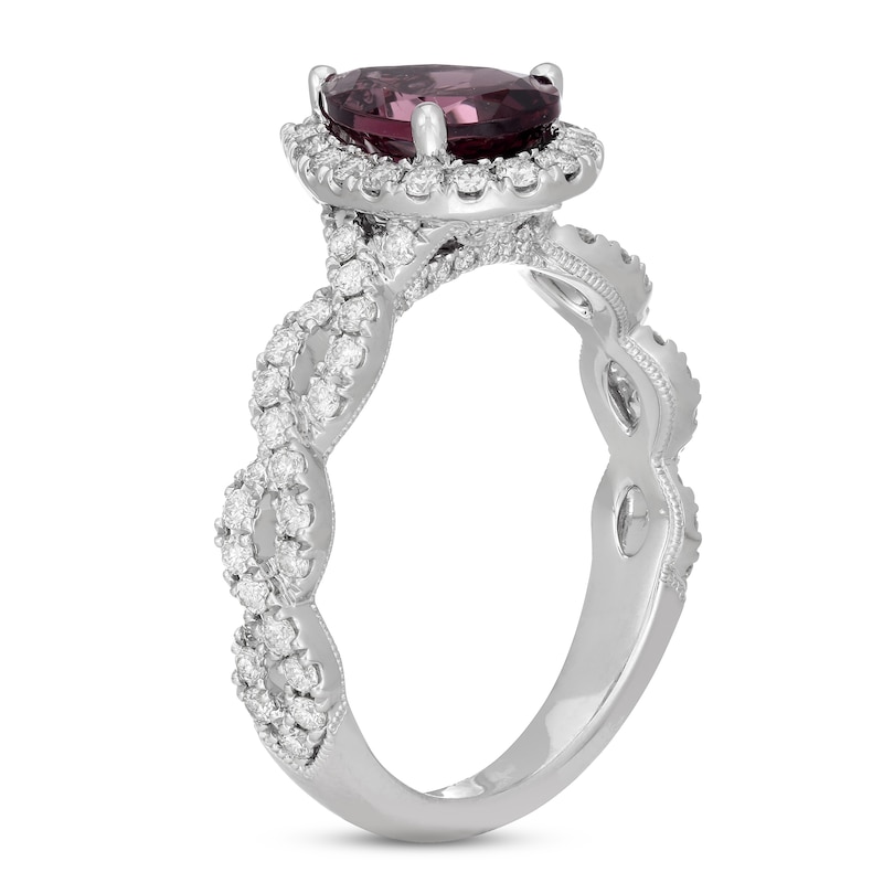 Neil Lane Rhodolite Garnet & Diamond Engagement Ring 3/4 ct tw Round-cut White Gold Plated