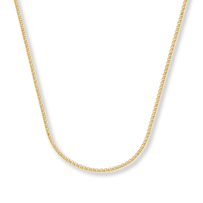 Solid Wheat Chain Necklace Yellow Gold Plated 30"