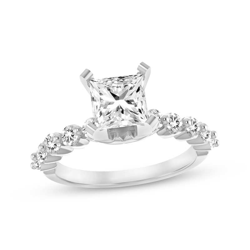 Princess-Cut Diamond Engagement Ring 1-3/8 ct tw White Gold Plated