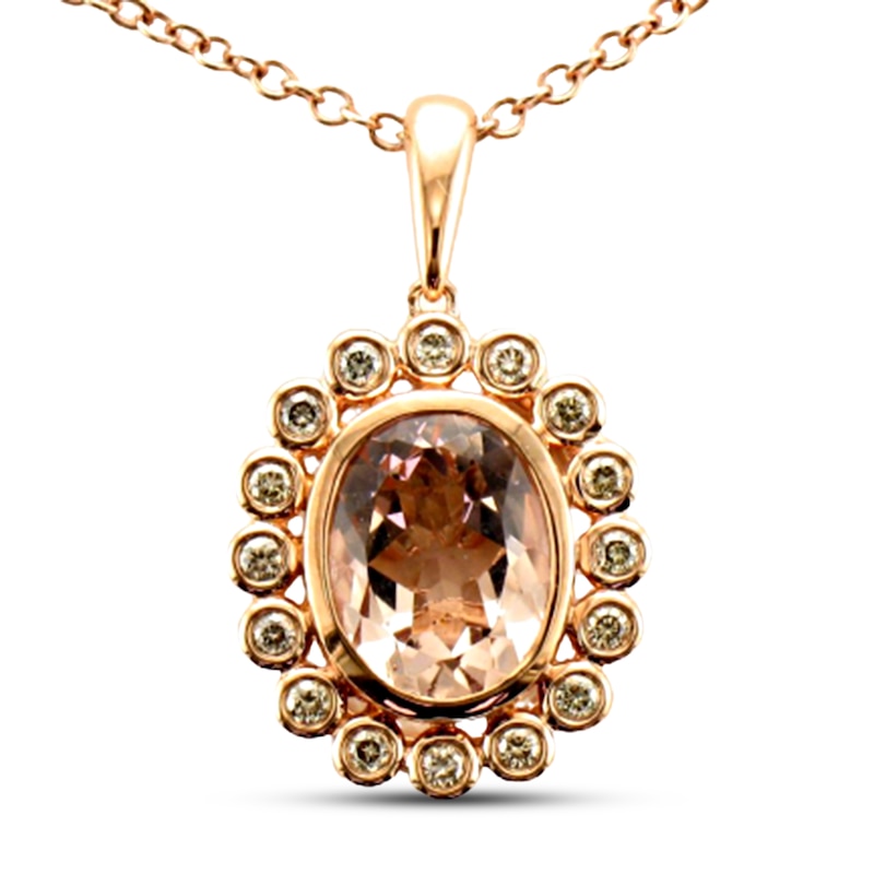 Le Vian Morganite Necklace 1/8 ct tw Diamonds Strawberry Gold Plated 20"