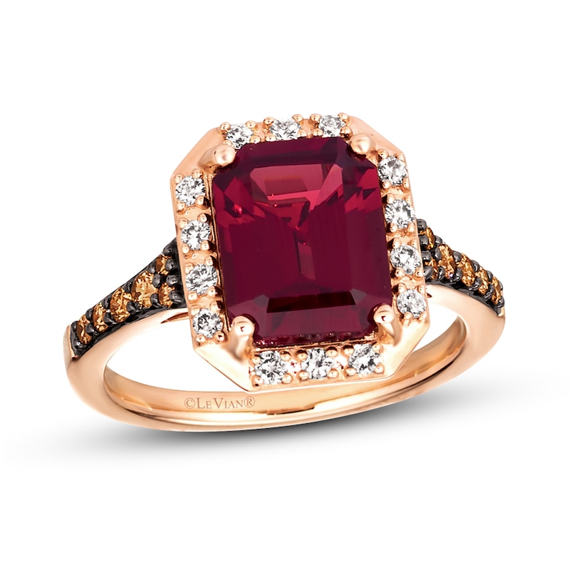 Le Vian Garnet Ring 1/3 ct tw Diamonds Strawberry Gold Plated