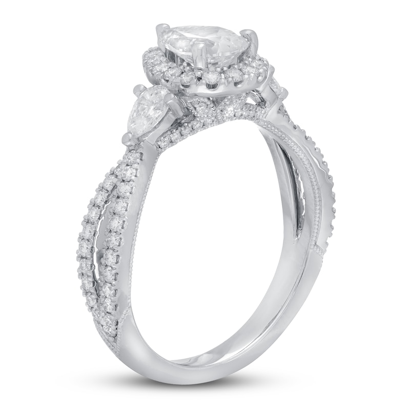 Neil Lane Premiere Diamond Engagement Ring 1-3/8 ct tw Princess/Round White Gold Plated