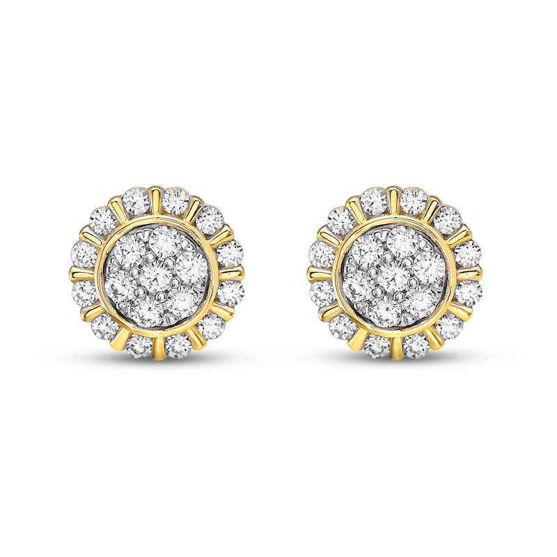 Lab-Created Diamonds by Stud Earrings 3/4 ct tw Yellow Gold Plated