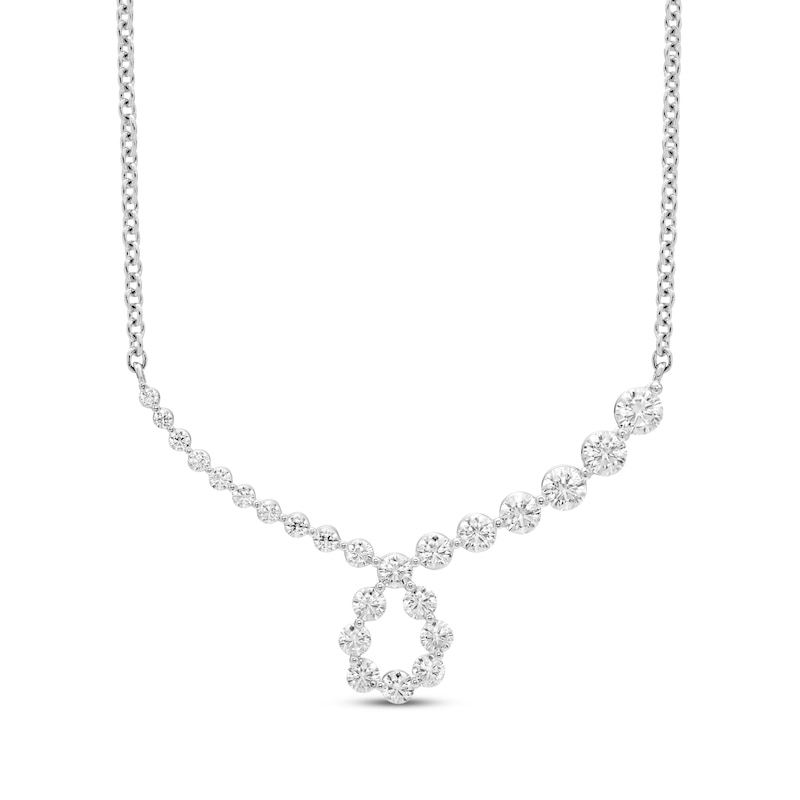 Diamond Loop Smile Necklace 1/2 ct tw White Gold Plated 18"