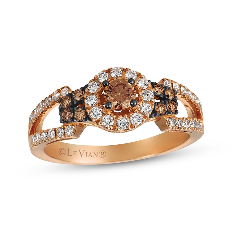 Le Vian Chocolate Diamond Ring 5/8 ct tw Strawberry Gold Plated