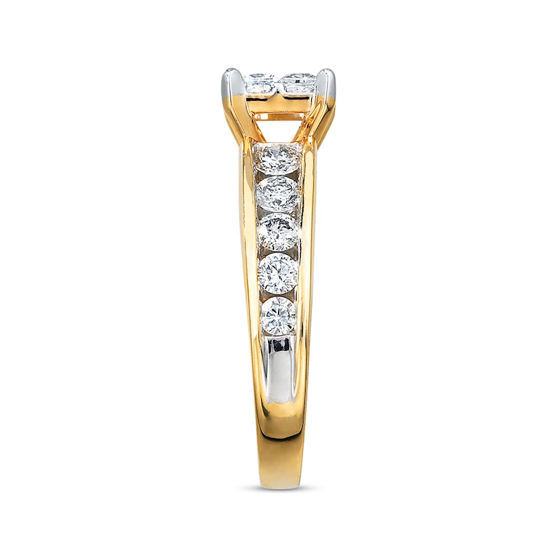 Princess-Cut Diamond Engagement Ring 1-3/4 carats tw Yellow Gold Plated