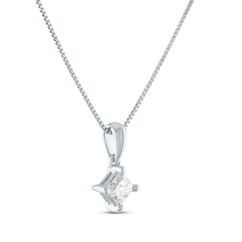 Princess-Cut Diamond Solitaire Necklace 1/3 ct tw White Gold Plated 18"