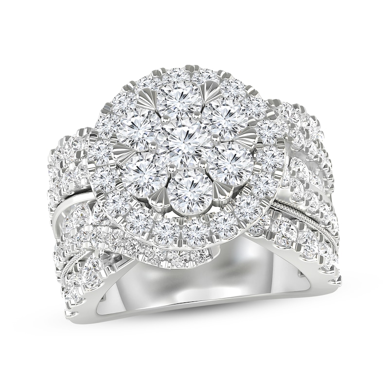 Lab-Created Diamonds by Multi-Diamond Center Engagement Ring 5 ct tw Round-cut White Gold Plated
