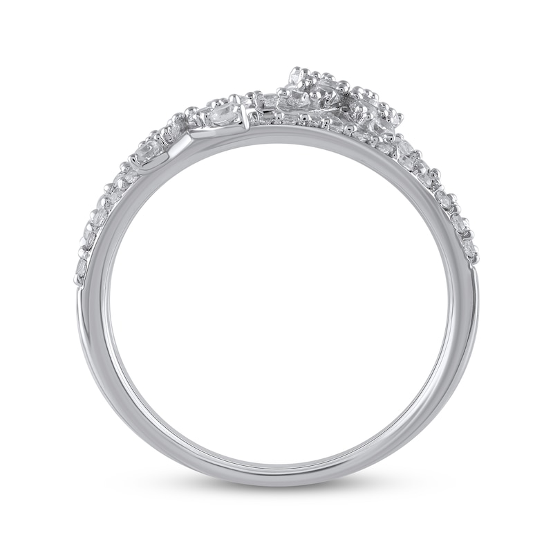 Diamond Flower Split Shank Ring 1/2 ct tw Round-cut White Gold Plated